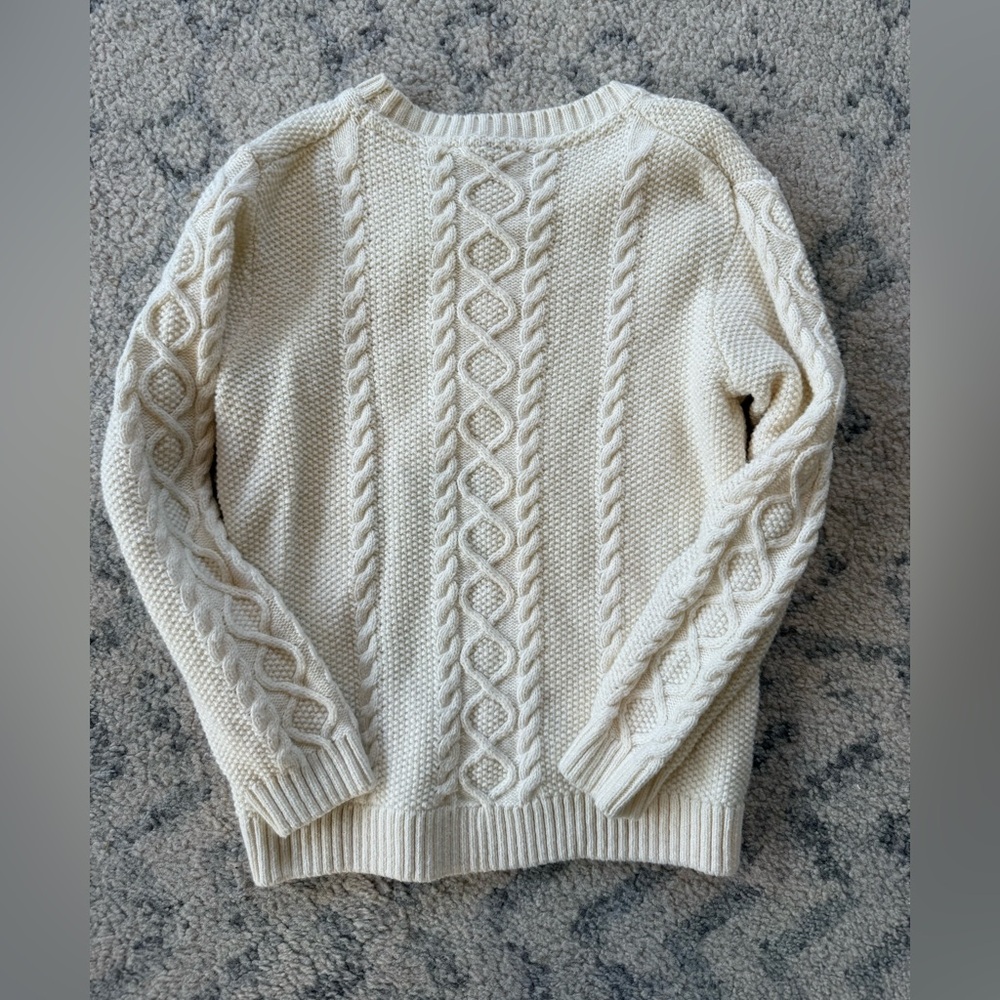 Janie and Jack Cable Knit Pullover Sweater | ivory cream | size 6 - Picture 4 of 5